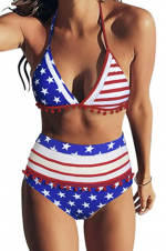 high waisted USA bikini